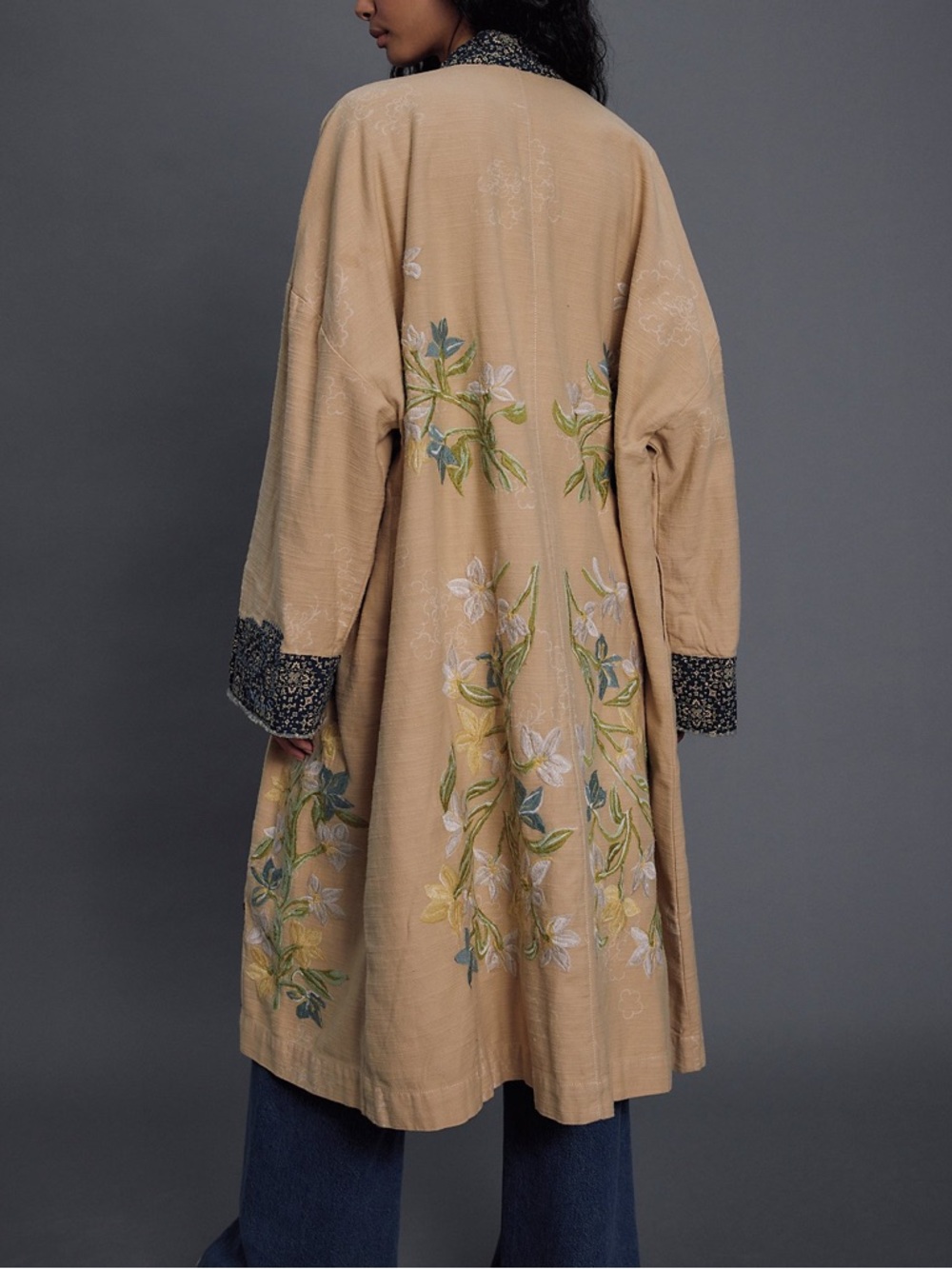Free People Henlow Embroidered Duster Long Cardigan - Yellow - M/L - NWT - Picture 3 of 8